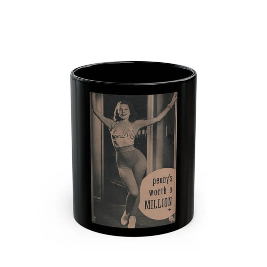 Penny Duncan #54 - [Page 83] Pages 1 of 8 with, Penny+1 B&W Photo & Caption from BRIEF Digest Mag. March '55 (Vintage Female Icon) Black Coffee Mug-11oz-Go Mug Yourself