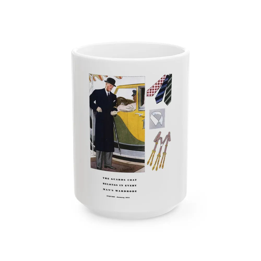 Esquire Fashion Illustration, January 1934 (9) - White Coffee Mug-15oz-Go Mug Yourself