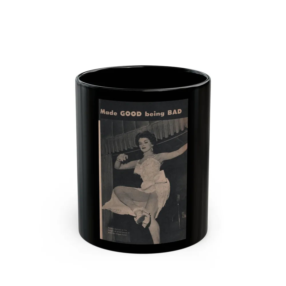 Debra Paget #484 - [Pages 89] Pages 2 of 6 with, Debbie+1 B&W Photo, Headline from Scope Digest Mag. Nov. '55 (Vintage Female Icon) Black Coffee Mug-11oz-Go Mug Yourself