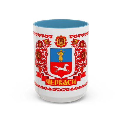 Flag of Cherkasy Ukraine - Accent Coffee Mug-15oz-Light Blue-Go Mug Yourself