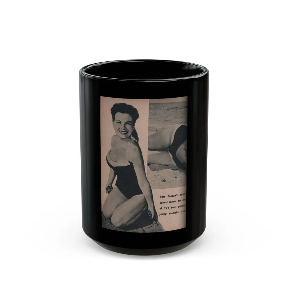 Pamela Duncan #24 - PHOTO Digest Mag. March '55 - 1 B&W Photo (Vintage Female Icon) Black Coffee Mug-15oz-Go Mug Yourself