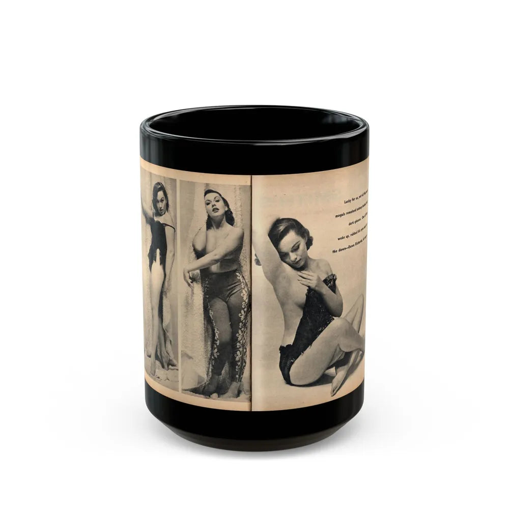 Dawn Richard #42 - [Pages 32 & 33] Including Pages 3 & 4 of 4 with B&W 3 Photos & Caption from FOR MEN ONLY Mag. Nov. '57 (Vintage Female Icon) Black Coffee Mug-15oz-Go Mug Yourself