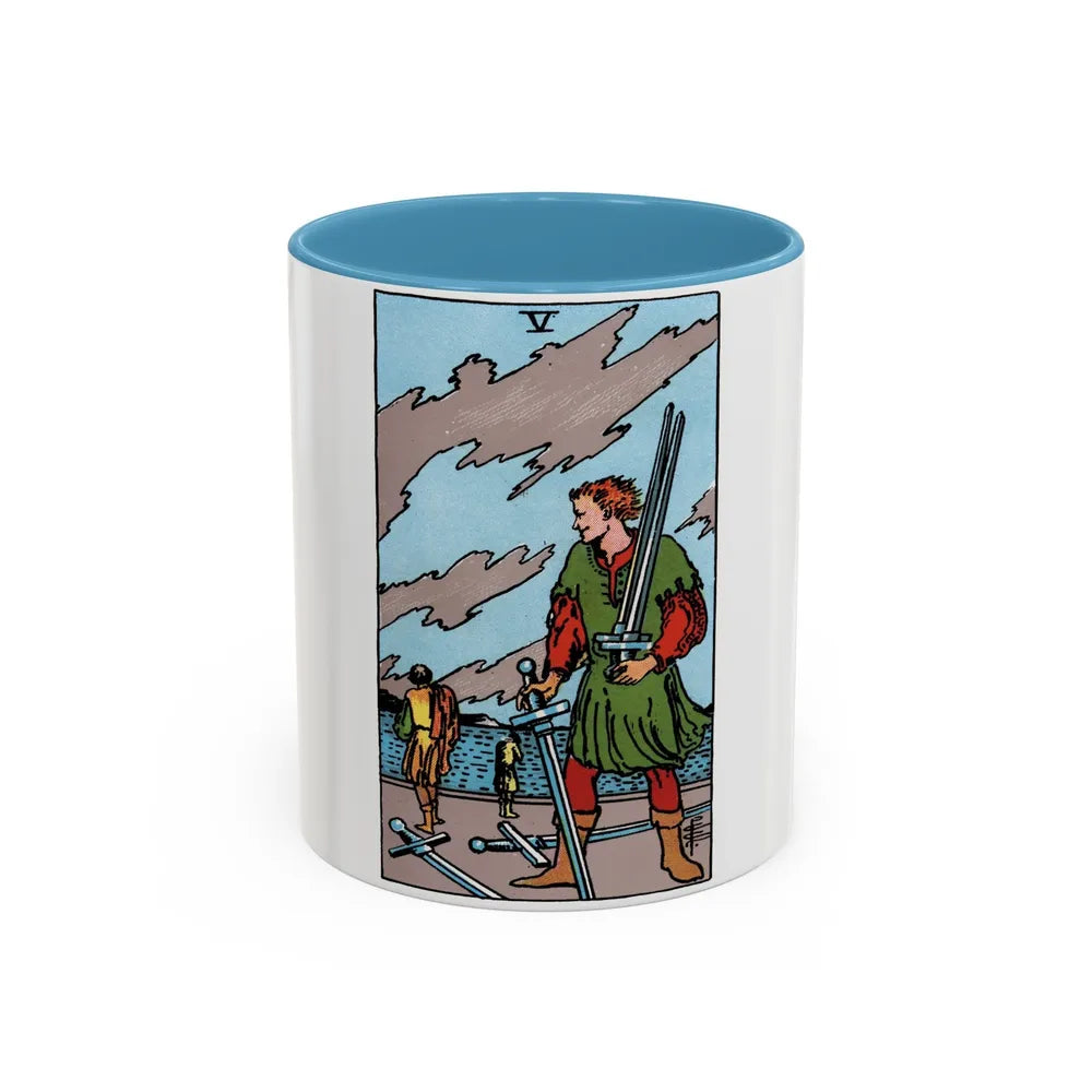 The 5 of Swords (Tarot Card) Accent Coffee Mug-11oz-Light Blue-Go Mug Yourself