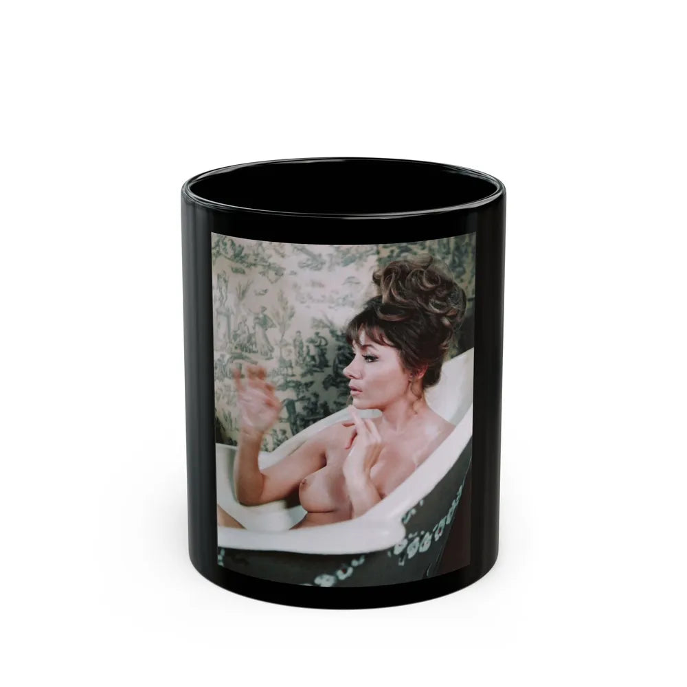 Ingrid Pitt #86 - Topless (Vintage Female Icon) Black Coffee Mug-11oz-Go Mug Yourself