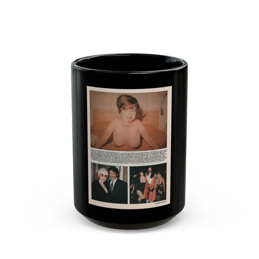 Jeanne Carmen #150 - Celebrity Sleuth Magazine Article & 1 Color Topless Photo & 2 more Color on Page 9 (Vintage Female Icon) Black Coffee Mug-15oz-Go Mug Yourself