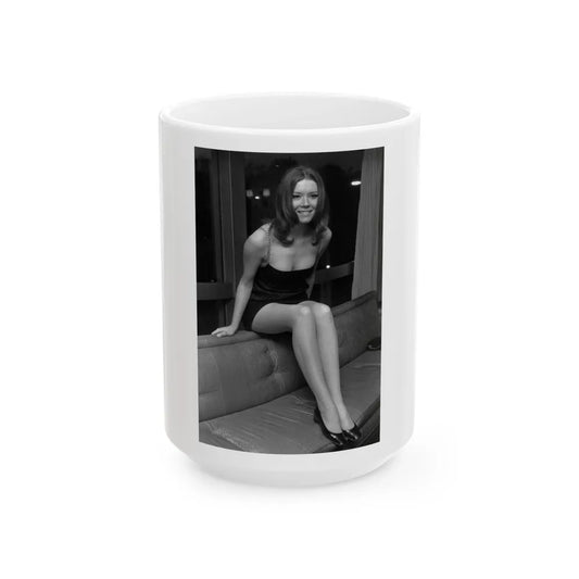 Diana Rigg #03 (Vintage Female Icon) White Coffee Mug-15oz-Go Mug Yourself