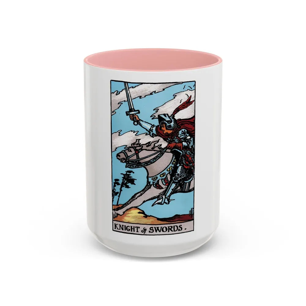 The Knight of Swords (Tarot Card) Accent Coffee Mug-15oz-Pink-Go Mug Yourself