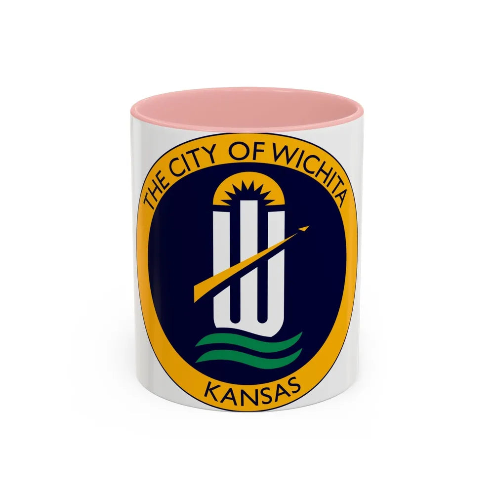 Seal of Wichita Kansas - Accent Coffee Mug-11oz-Pink-Go Mug Yourself