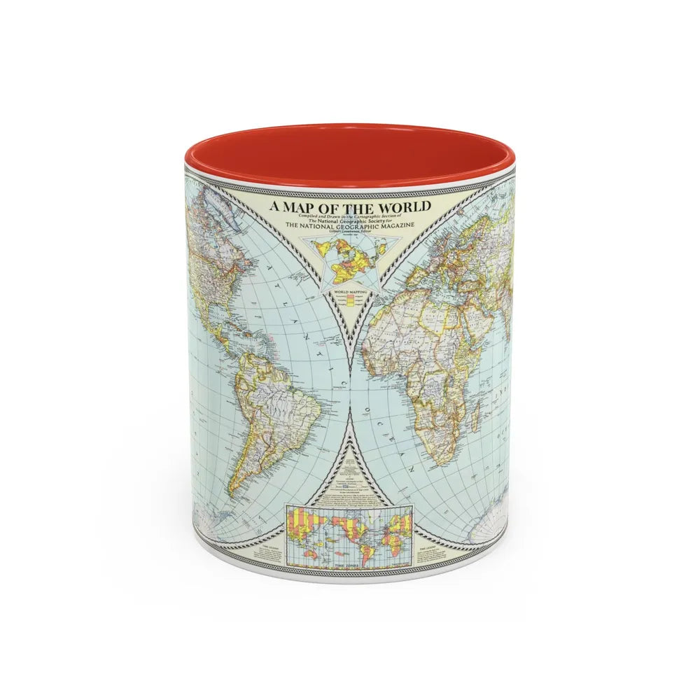 World Map (1941) (Map) Accent Coffee Mug-11oz-Red-Go Mug Yourself