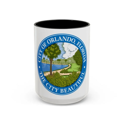 Seal of Orlando Florida - Accent Coffee Mug-15oz-Black-Go Mug Yourself