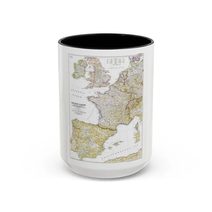 Europe, Western (1950) (Map) Accent Coffee Mug-15oz-Black-Go Mug Yourself