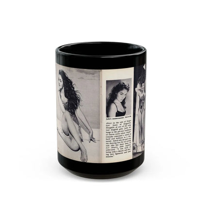 Julie Newmar #600 - Pages 24-25 Pages 3 & 4 of 4 with, Julie+3 B&W Photos & Article ending from SHOW Pocket Mag. May '57 (Vintage Female Icon) Black Coffee Mug-15oz-Go Mug Yourself