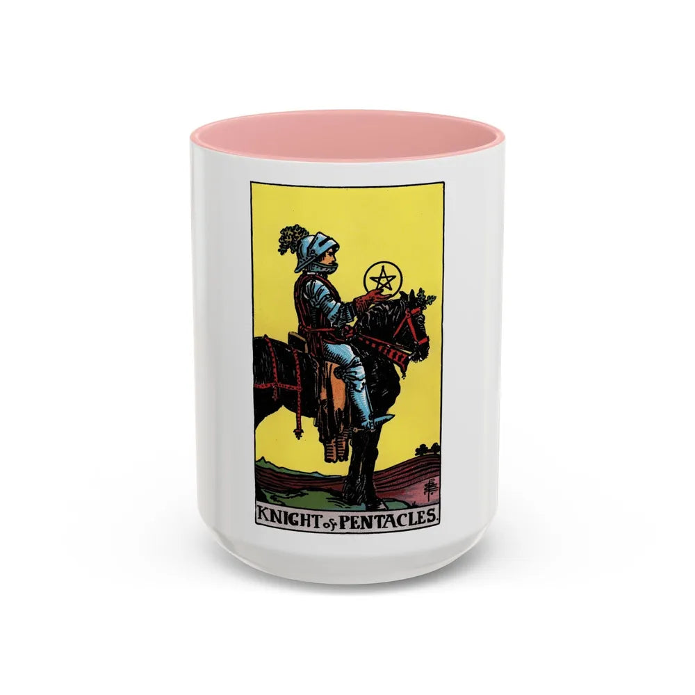 The Knight of Pentacles (Tarot Card) Accent Coffee Mug-15oz-Pink-Go Mug Yourself