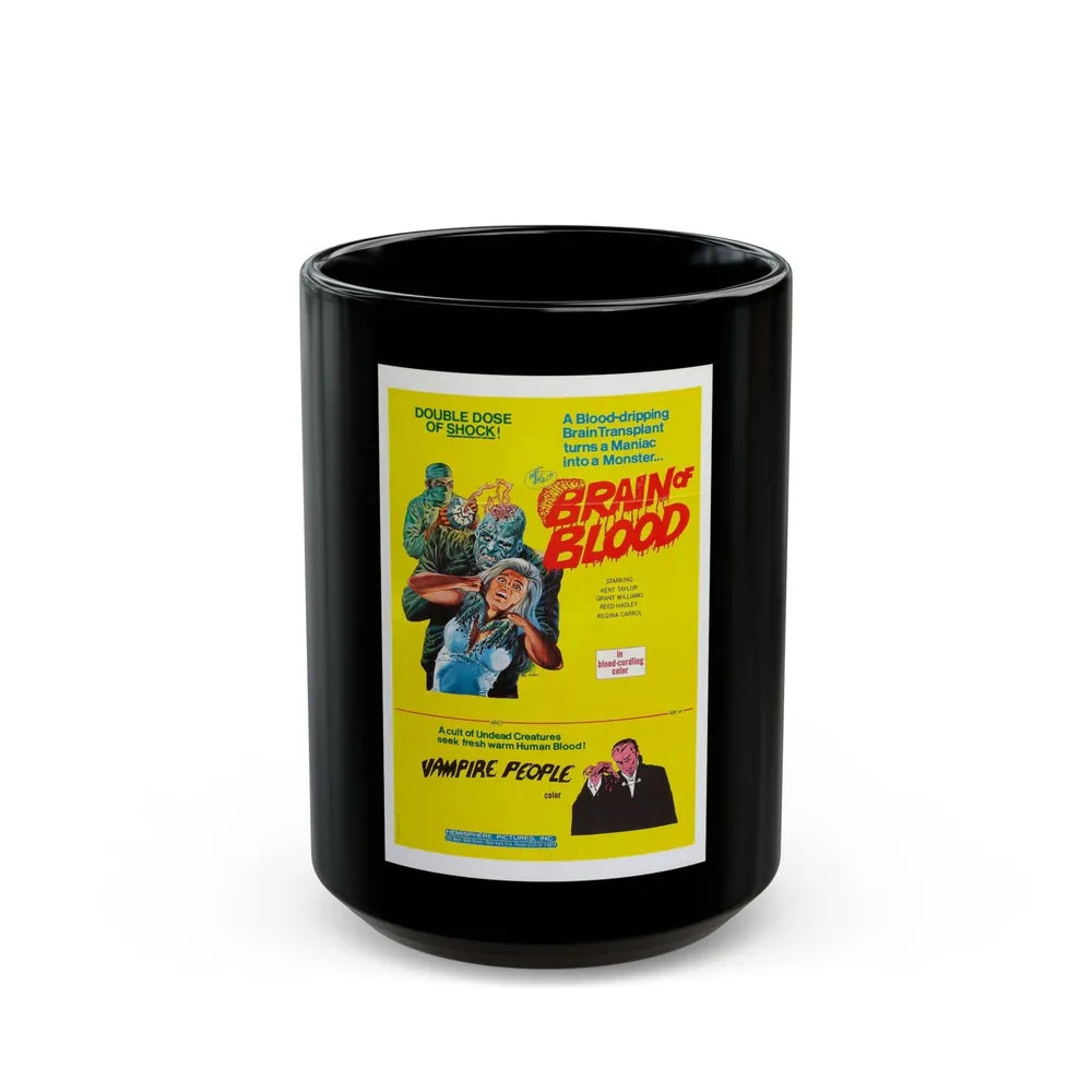 BRAIN OF BLOOD & VAMPIRE PEOPLE 1971 Movie Poster - Black Coffee Mug-15oz-Go Mug Yourself