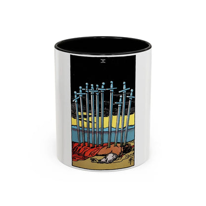 The 10 of Swords (Tarot Card) Accent Coffee Mug-11oz-Black-Go Mug Yourself