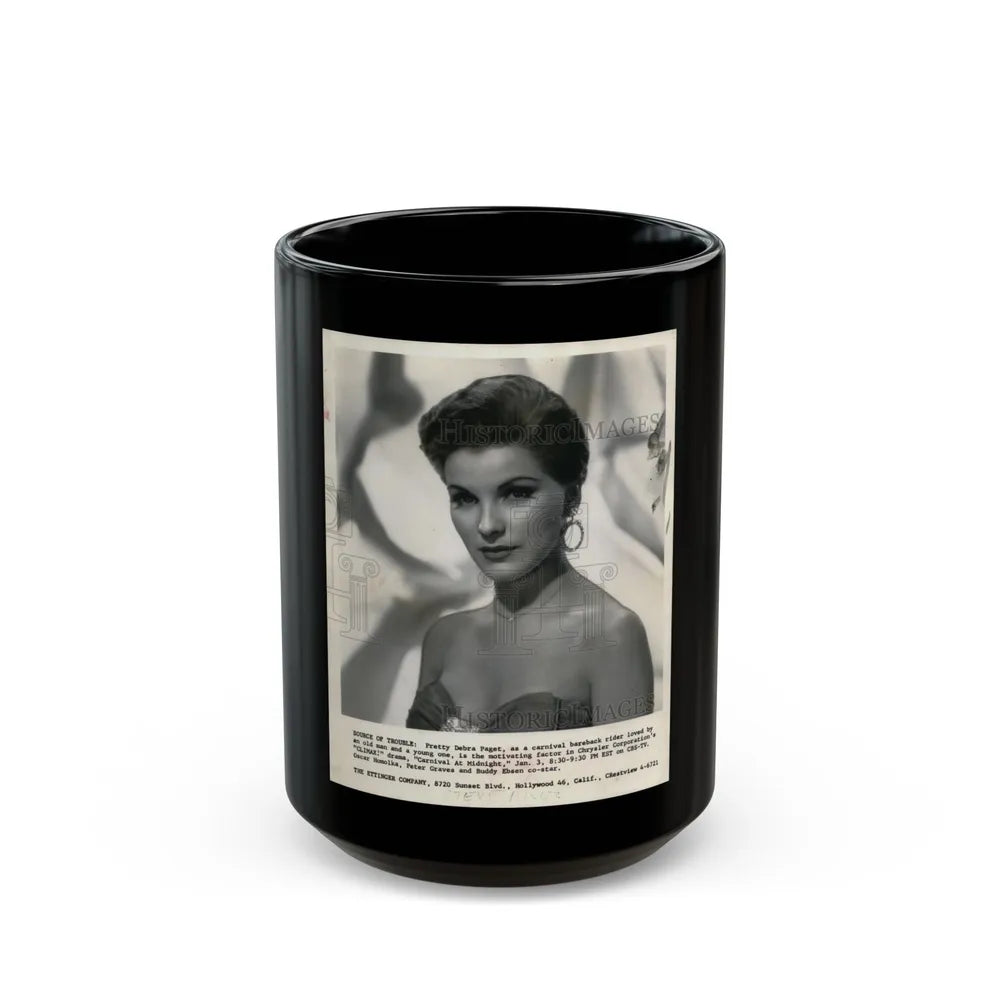 Debra Paget #425 (Vintage Female Icon) Black Coffee Mug-15oz-Go Mug Yourself