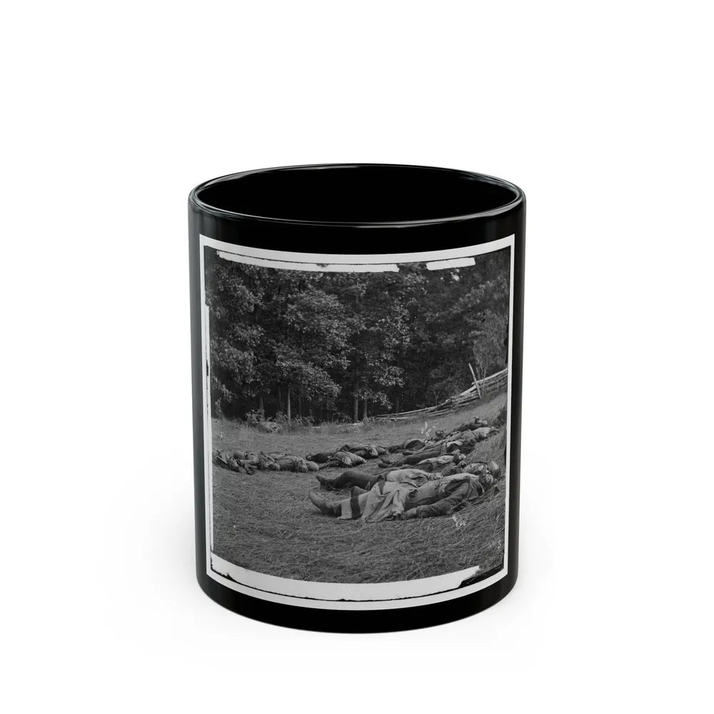 Gettysburg, Pa. Confederate Dead Gathered For Burial At The Southwestern Edge Of The Rose Woods, July 5, 1863 (U.S. Civil War) Black Coffee Mug-11oz-Go Mug Yourself