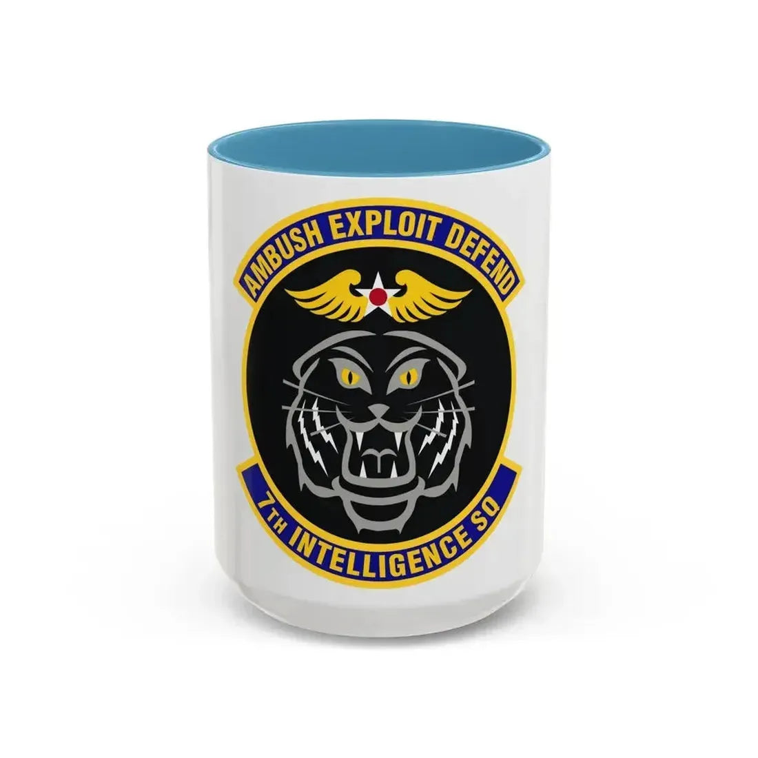 7th Intelligence Squadron (U.S. Air Force) Accent Coffee Mug 15oz Light Blue - Go Mug Yourself