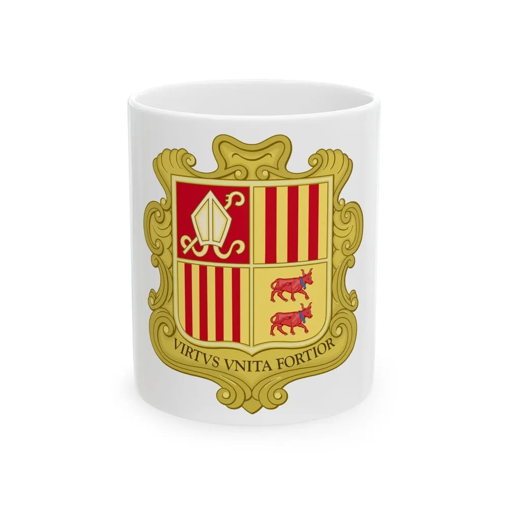 Coat of arms of Andorra (1580) - White Coffee Mug-11oz-Go Mug Yourself