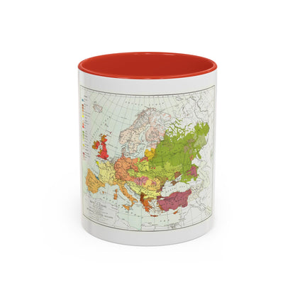 Europe & Adjoining Asia & Africa - The Races of (1919) (Map) Accent Coffee Mug