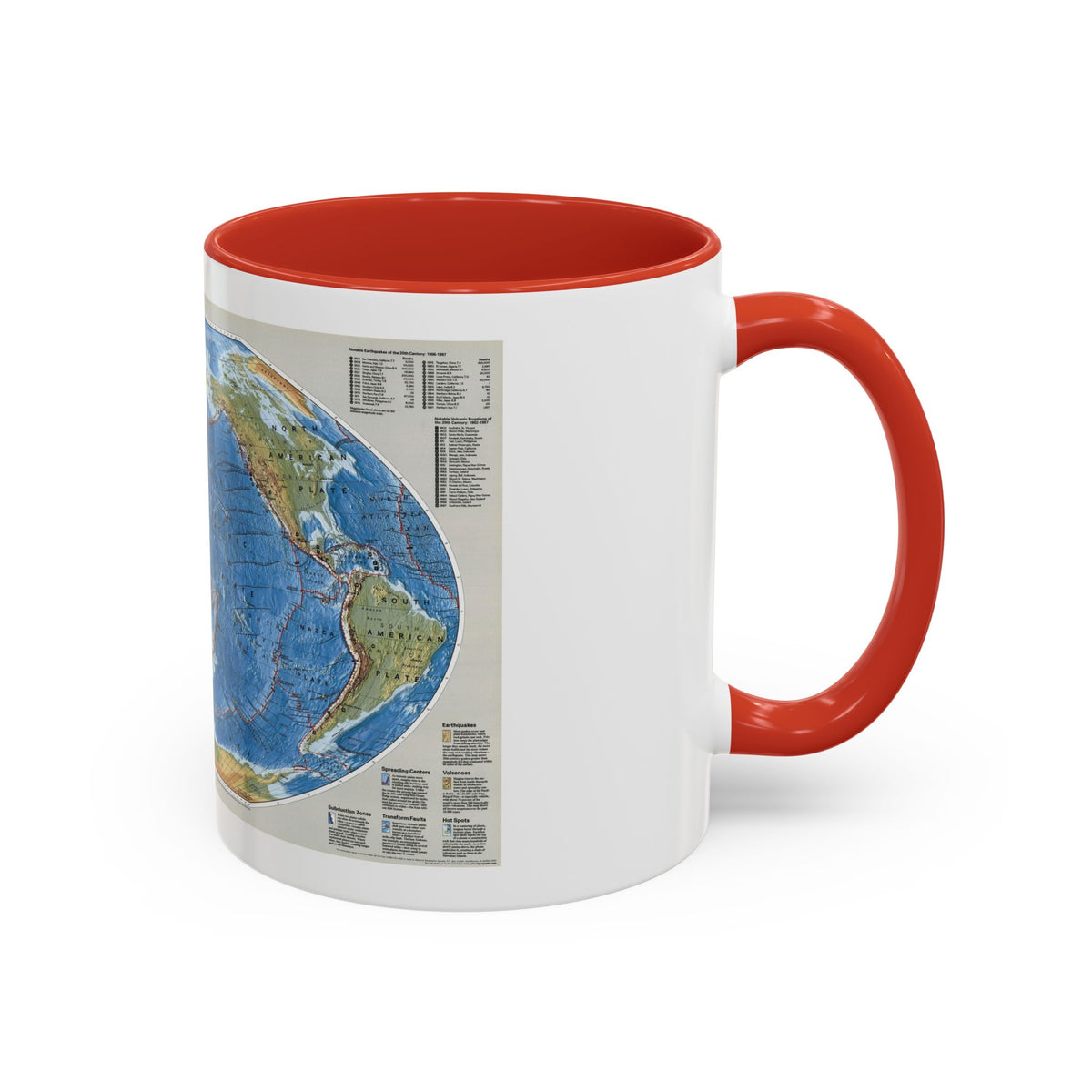 World Map - Tectonic Plates (1999) (Map) Accent Coffee Mug