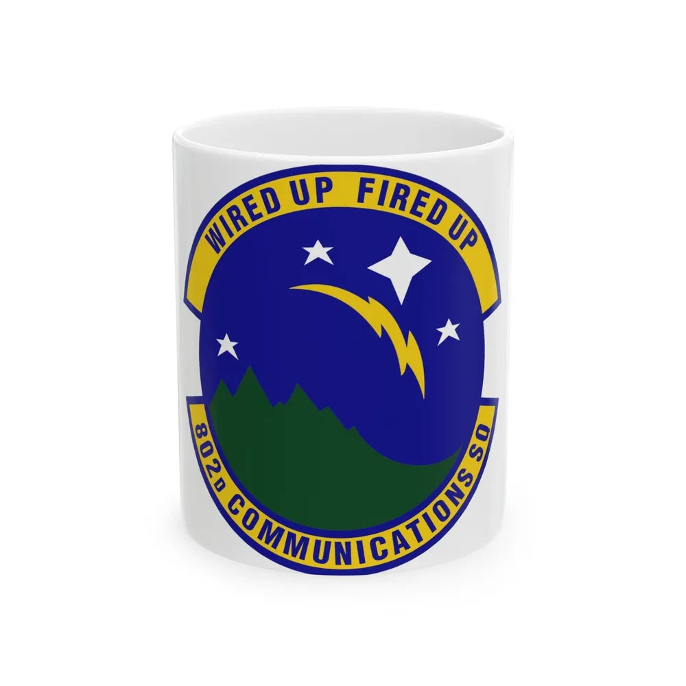 802d Communications Squadron (U.S. Air Force) White Coffee Mug-11oz-Go Mug Yourself