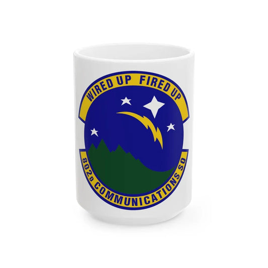 802d Communications Squadron (U.S. Air Force) White Coffee Mug-15oz-Go Mug Yourself