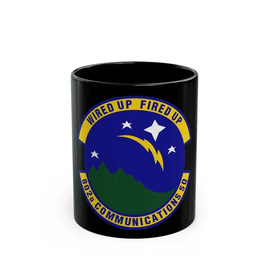 802d Communications Squadron (U.S. Air Force) Black Coffee Mug 11oz - Go Mug Yourself