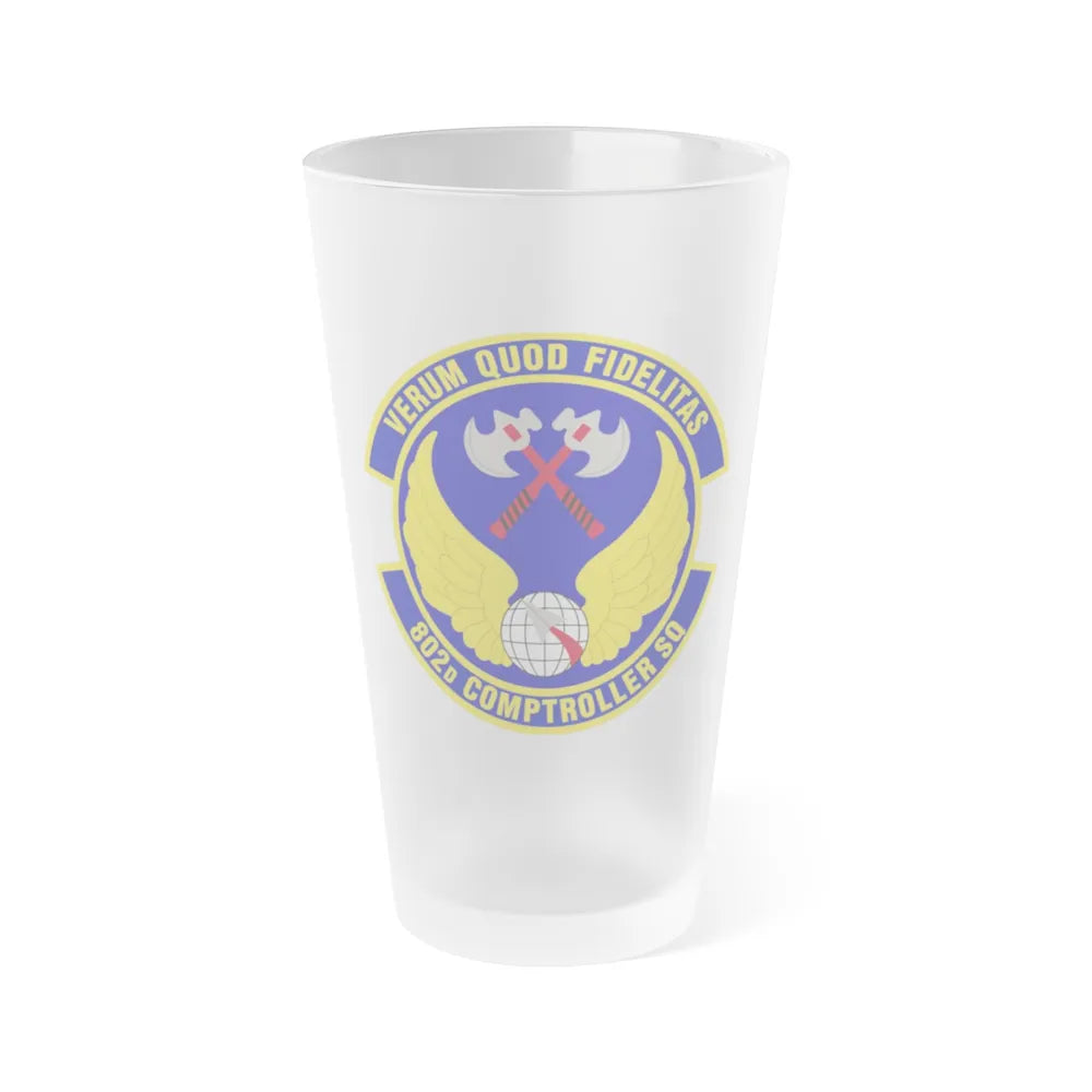 802d Comptroller Squadron (U.S. Air Force) Frosted Pint Glass 16oz-16oz-Frosted-Go Mug Yourself