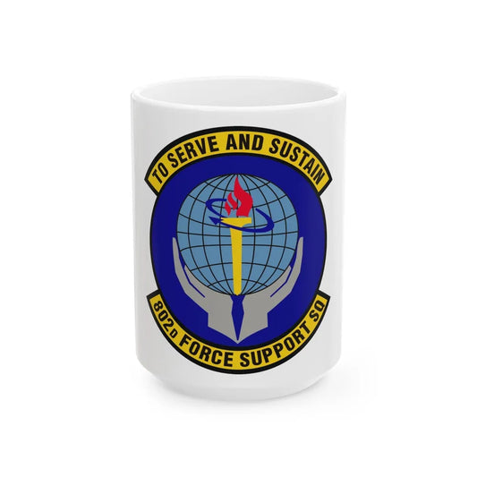 802d Force Support Squadron (U.S. Air Force) White Coffee Mug-15oz-Go Mug Yourself