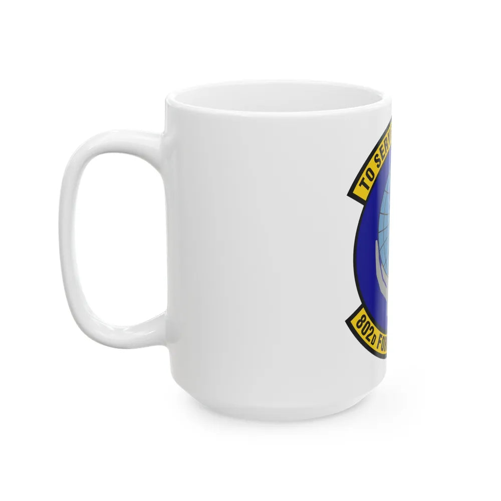 802d Force Support Squadron (U.S. Air Force) White Coffee Mug-Go Mug Yourself