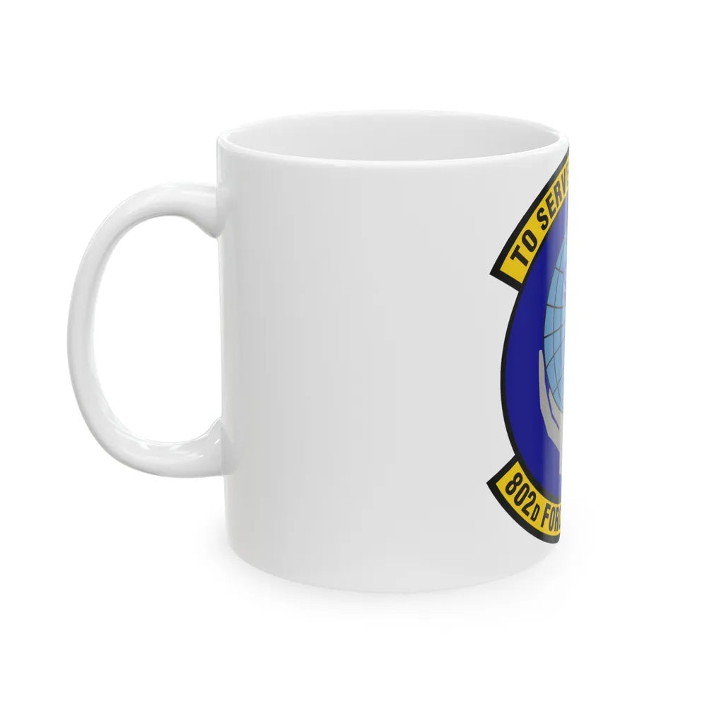 802d Force Support Squadron (U.S. Air Force) White Coffee Mug-Go Mug Yourself