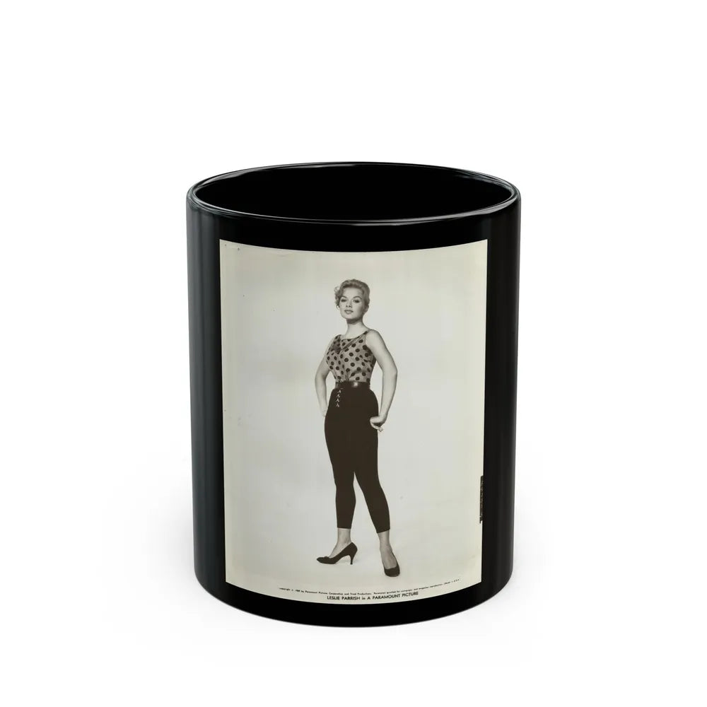 Leslie Parrish #192 (Vintage Female Icon) Black Coffee Mug-11oz-Go Mug Yourself