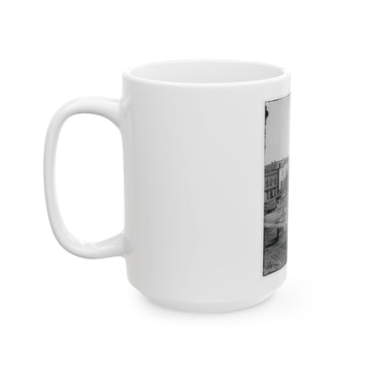 Atlanta, Ga. Soldiers On Boxcars At Railroad Depot (U.S. Civil War) White Coffee Mug