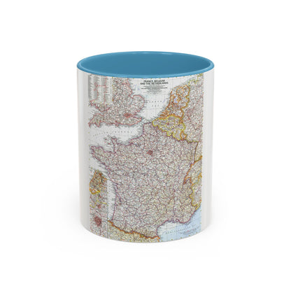 France, Belgium, and the Netherlands (1960) (Map) Accent Coffee Mug