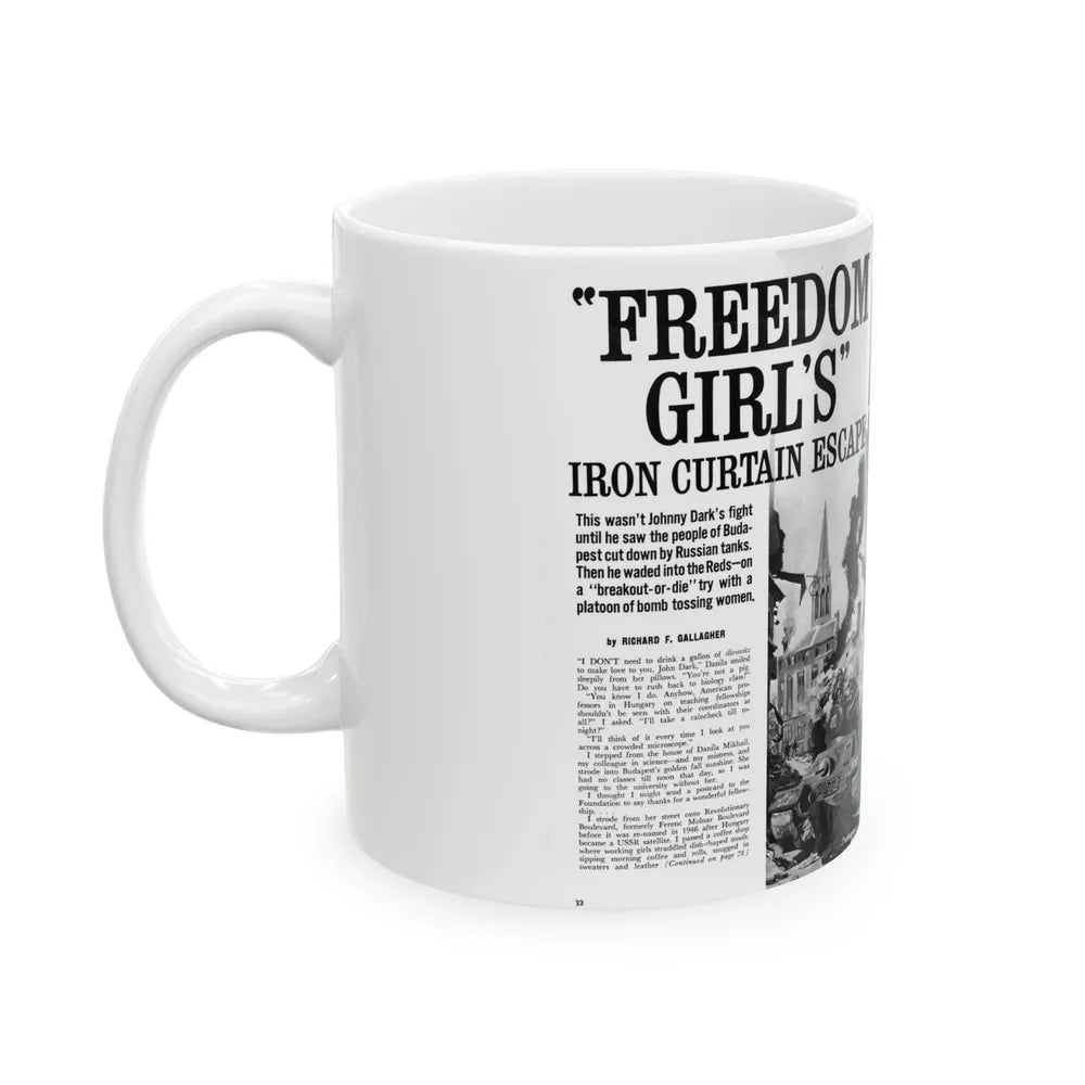 Freedom Girl's' Iron Curtain Escape, For Men Only, June 1964 - White Coffee Mug-Go Mug Yourself