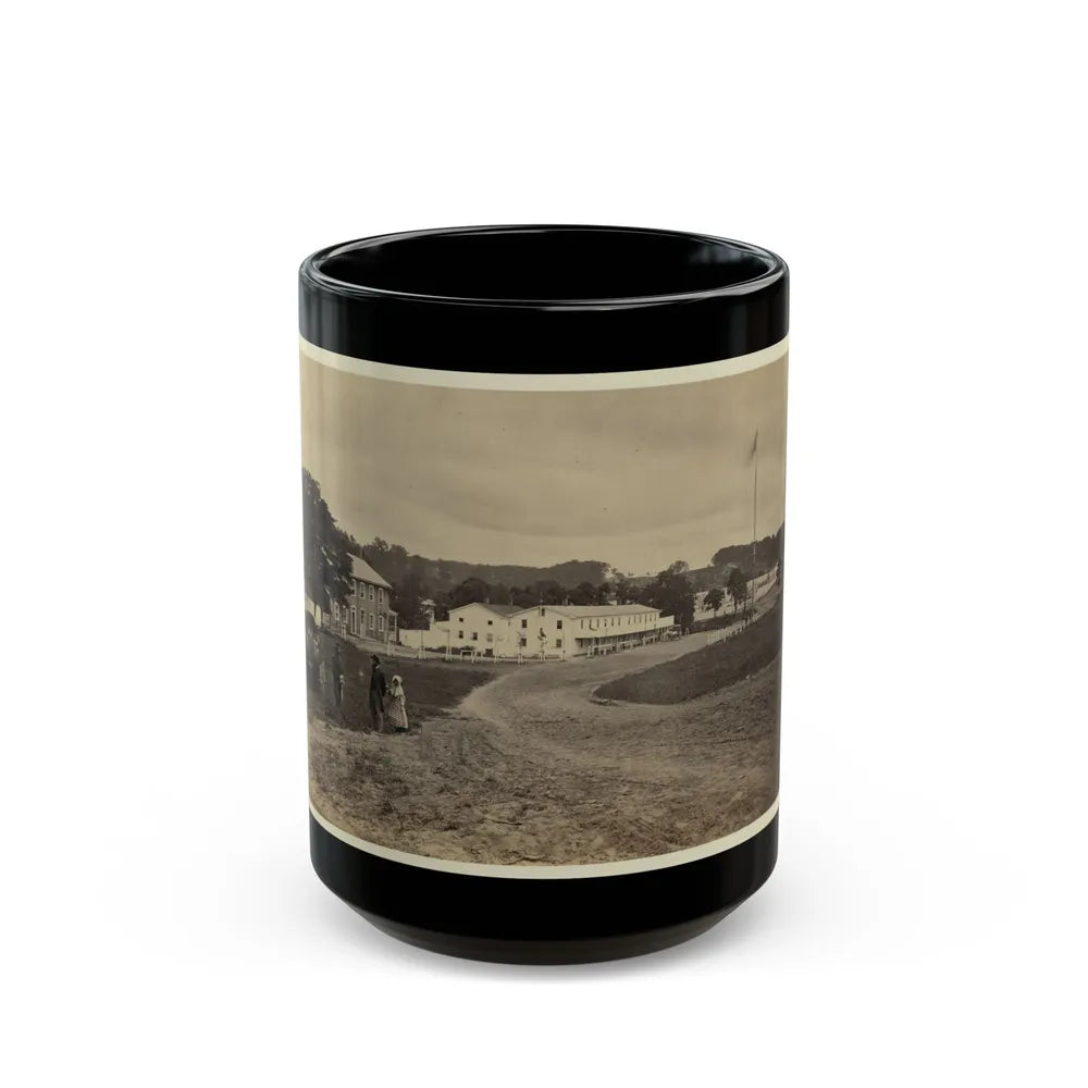 Cavalry Depot At Giesboro, Md. Soldier Facing Man And Girl With People In Horse-Drawn Carriage In Foreground (U.S. Civil War) Black Coffee Mug-15oz-Go Mug Yourself