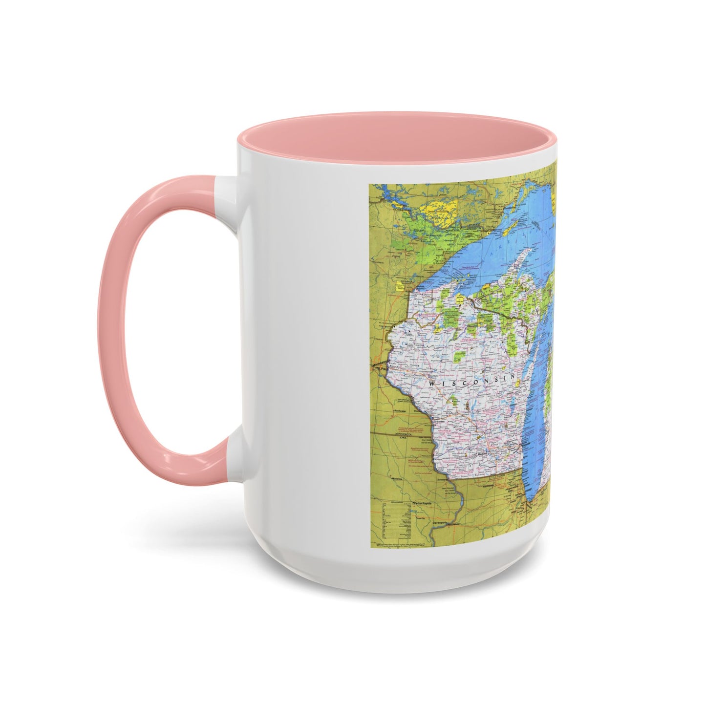 USA - Wisconsin, Michigan ,Great Lakes 1 (1973) (Map) Accent Coffee Mug