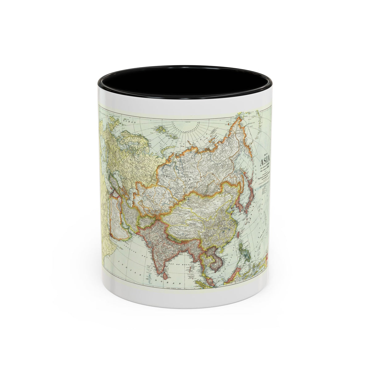 Asia and Adjoining Europe (1921) (Map) Accent Coffee Mug