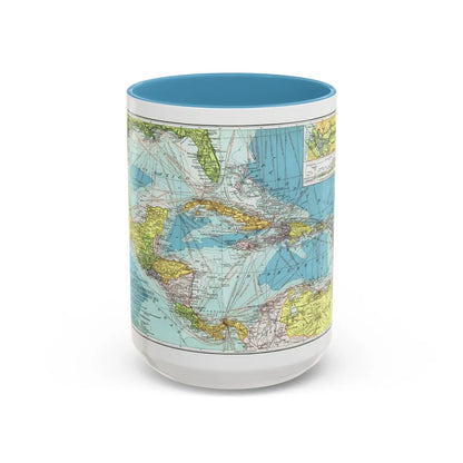 Central America (1913) (Map) Accent Coffee Mug-15oz-Light Blue-Go Mug Yourself