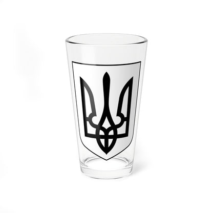 Solid black trident crest inside a thin-bordered white heraldic shield outline, in monochrome flat vector.
