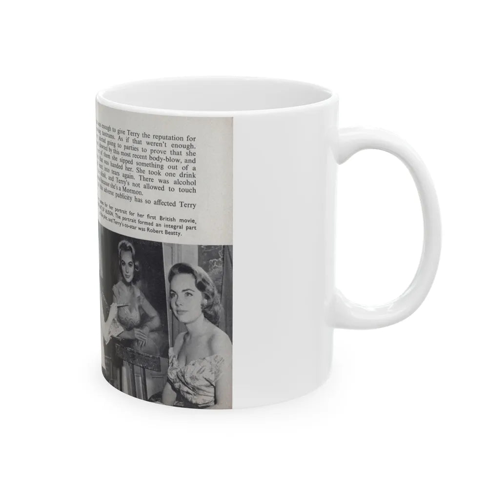 Terry Moore #462 - 66 PHOTOGRAPHS OF Terry MOORE U.K. Pocket Mag. Pages 54 & 55 (Vintage Female Icon) White Coffee Mug-Go Mug Yourself