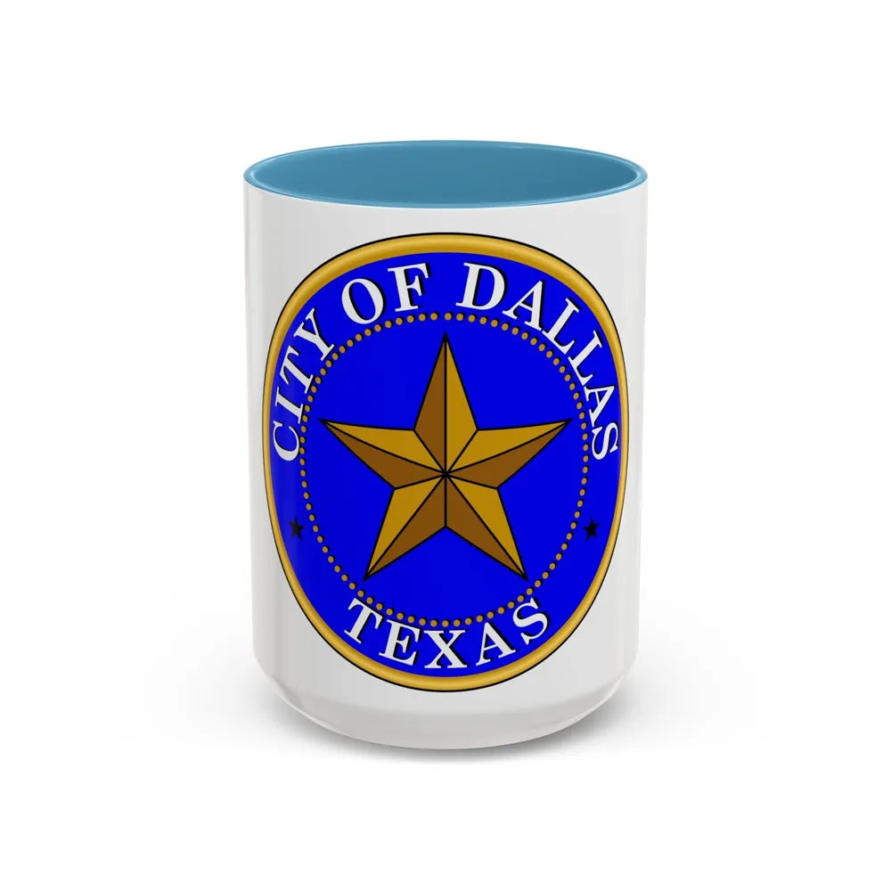 Seal of Dallas - Accent Coffee Mug-15oz-Light Blue-Go Mug Yourself