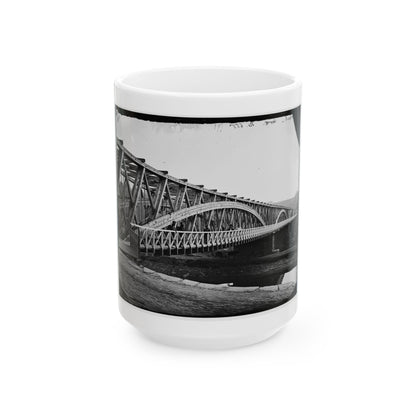 Washington, D.C. Chain Bridge Over The Potomac; Chesapeake And Ohio Canal In Foreground (U.S. Civil War) White Coffee Mug
