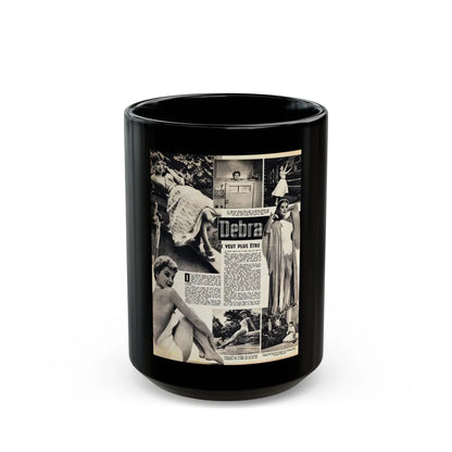 Debra Paget #482 - 7 B&W Photos on French Mag. Page (Vintage Female Icon) Black Coffee Mug-15oz-Go Mug Yourself