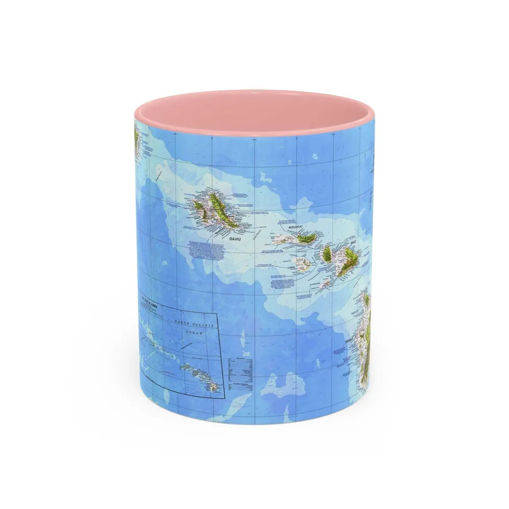 USA - Hawaii (1976) (Map) Accent Coffee Mug-11oz-Pink-Go Mug Yourself