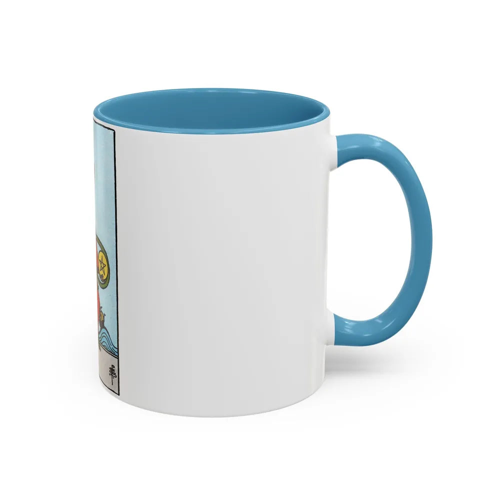 The 2 of Pentacles (Tarot Card) Accent Coffee Mug-Go Mug Yourself