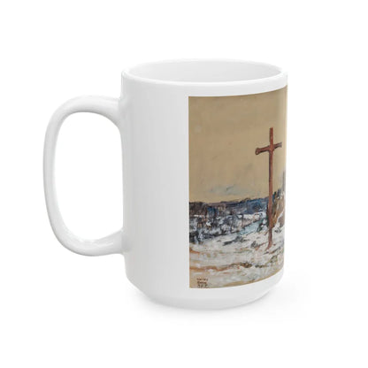 Cross on a Winter Hilltop, 1918 - White Coffee Mug-Go Mug Yourself