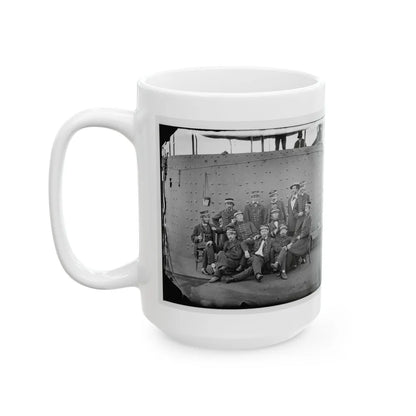 James River, Va. Officers Of The U.S.S. Monitor Grouped By The Turret (U.S. Civil War) White Coffee Mug-Go Mug Yourself