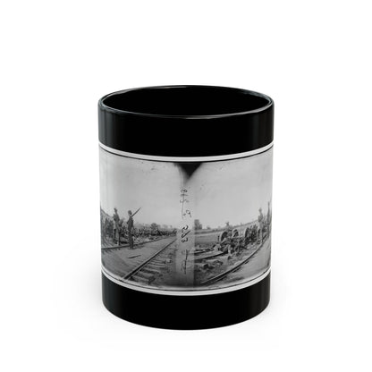 Manassas Junction, Va. Soldiers Beside Damaged Rolling Stock Of The Orange & Alexandria Railroad (U.S. Civil War) Black Coffee Mug